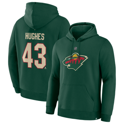 Quinn Hughes Minnesota Wild Fanatics Authentic Stack Name & Number Hoodie - Green